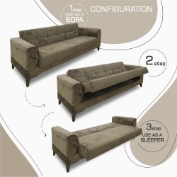 Гарнитур HOBEL MARK 3+1+1 LIGHT CAPPUCCINO MONACO 4/ BROWN MONACO 5 (3) 