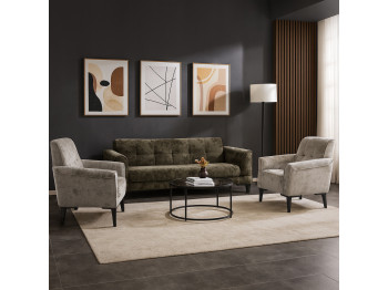 Sofa set HOBEL MARK 3+1+1 LIGHT CAPPUCCINO MONACO 4/ BROWN MONACO 5 (3) 