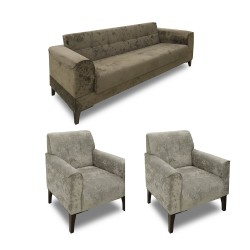 Гарнитур HOBEL MARK 3+1+1 LIGHT CAPPUCCINO MONACO 4/ BROWN MONACO 5 (3) 