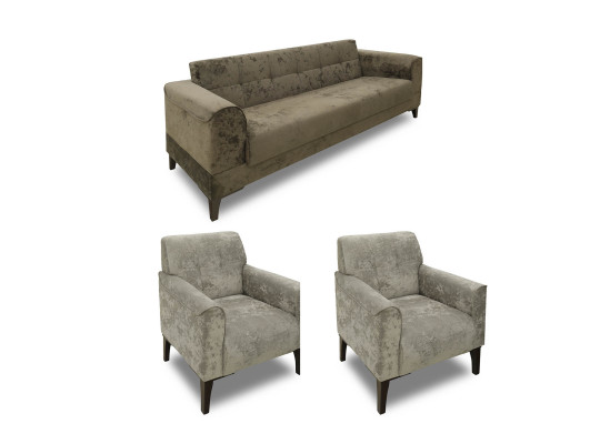 Sofa set HOBEL MARK 3+1+1 LIGHT CAPPUCCINO MONACO 4/ BROWN MONACO 5 (3) 
