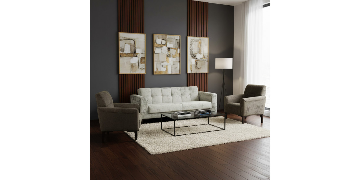 Sofa set HOBEL MARK 3+1+1 LIGHT CAPPUCCINO MONACO 4/ DARK CAPPUCCINO MONACO 5 (3) 