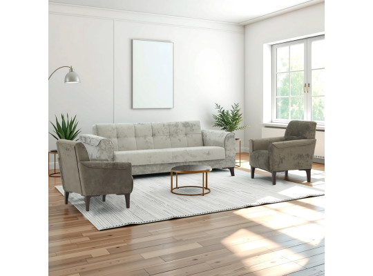 Sofa set HOBEL MARK 3+1+1 LIGHT CAPPUCCINO MONACO 4/ DARK CAPPUCCINO MONACO 5 (3) 