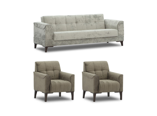 Sofa set HOBEL MARK 3+1+1 LIGHT CAPPUCCINO MONACO 4/ DARK CAPPUCCINO MONACO 5 (3) 