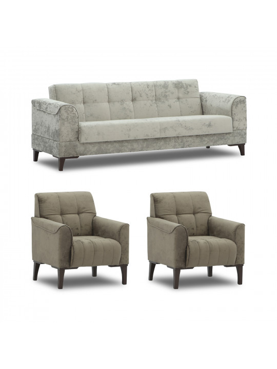 Sofa set HOBEL MARK 3+1+1 LIGHT CAPPUCCINO MONACO 4/ DARK CAPPUCCINO MONACO 5 (3) 