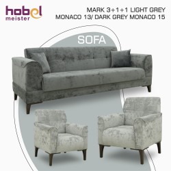 Гарнитур HOBEL MARK 3+1+1 LIGHT GREY MONACO 13/ DARK GREY MONACO 15 (3) 