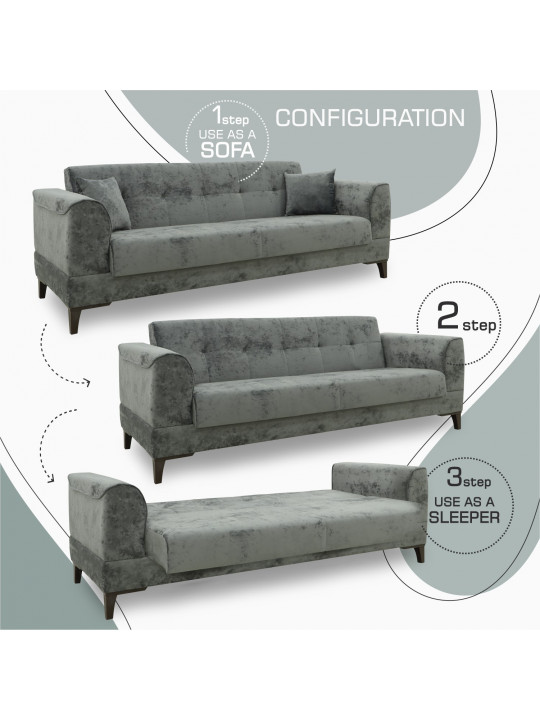 Гарнитур HOBEL MARK 3+1+1 LIGHT GREY MONACO 13/ DARK GREY MONACO 15 (3) 