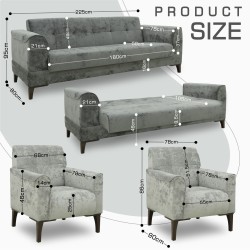 Гарнитур HOBEL MARK 3+1+1 LIGHT GREY MONACO 13/ DARK GREY MONACO 15 (3) 
