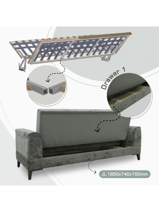 Гарнитур HOBEL MARK 3+1+1 LIGHT GREY MONACO 13/ DARK GREY MONACO 15 (3) 