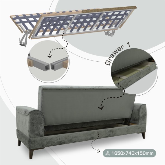 Гарнитур HOBEL MARK 3+1+1 LIGHT GREY MONACO 13/ DARK GREY MONACO 15 (3) 