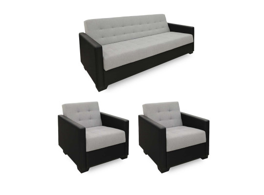 Sofa set HOBEL MARVEL 3+1+1 BLACK 4503/LIGHT GREY SCANDI 17 (4) 