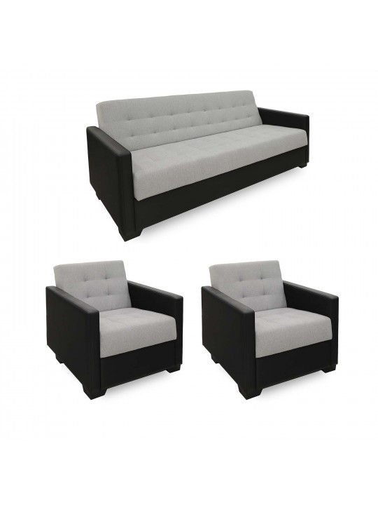 Sofa set HOBEL MARVEL 3+1+1 BLACK 4503/LIGHT GREY SCANDI 17 (4) 
