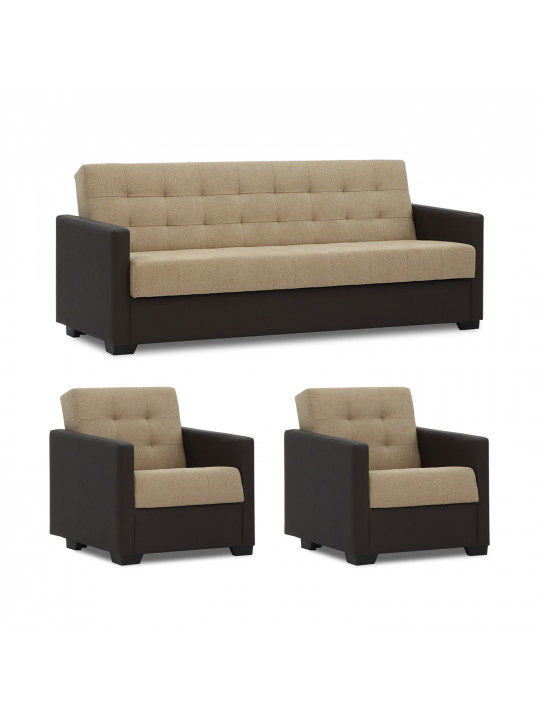 Sofa set HOBEL MARVEL 3+1+1 BROWN 3673/LIGHT BROWN SCANDI 4 (4) 