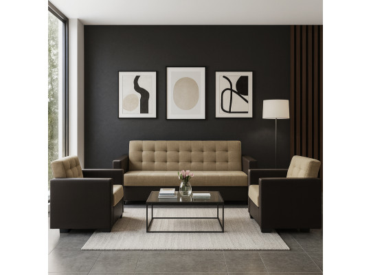 Sofa set HOBEL MARVEL 3+1+1 COFFEE V460/ BEIGE SCANDI 4 (4) 