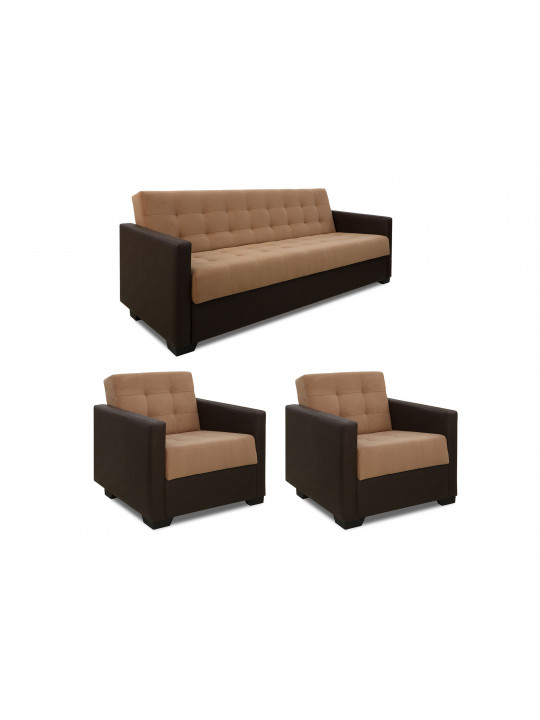 Sofa set HOBEL MARVEL 3+1+1 COFFEE V460/COFFEE LIGHT BROWN VIVVALDI 20 (4) 