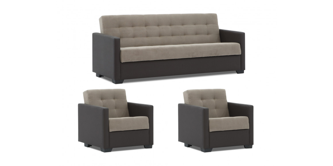 Sofa set HOBEL MARVEL 3+1+1 DARK BROWN 3673/ CAPPUCCINO VIVALDI 5 (4) 