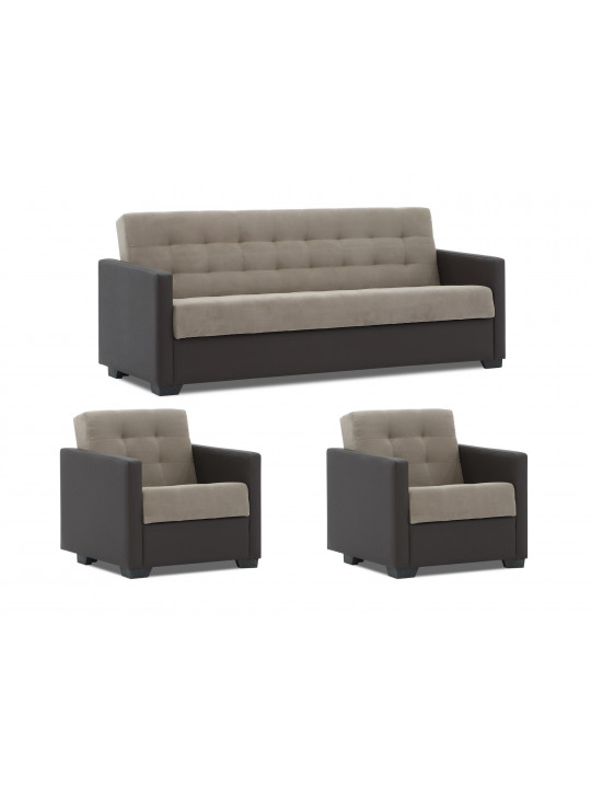 Sofa set HOBEL MARVEL 3+1+1 DARK BROWN 3673/ CAPPUCCINO VIVALDI 5 (4) 