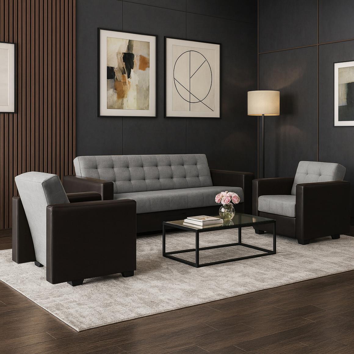 Sofa set HOBEL MARVEL 3+1+1 GRAY 8410/ GRAY SCANDI 18 (4) 