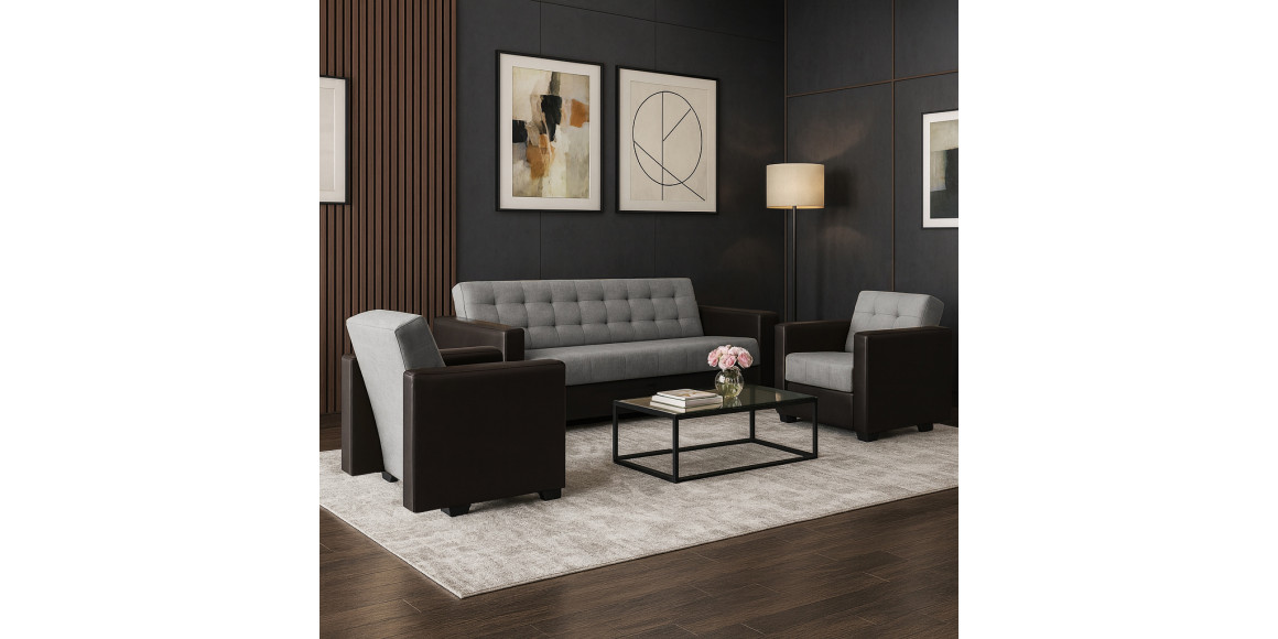 Гарнитур HOBEL MARVEL 3+1+1 GRAY 8410/ GRAY SCANDI 18 (4) 