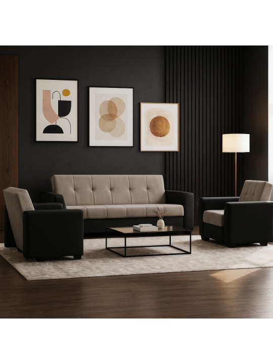 Հավաքածու HOBEL MODERN LUX 3+1+1 BLACK 4503/CAPPUCCINO LEONARDO 4 (4) 