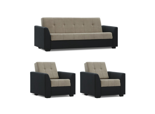 Sofa set HOBEL MODERN LUX 3+1+1 BLACK 4503/CAPPUCCINO LEONARDO 4 (4) 