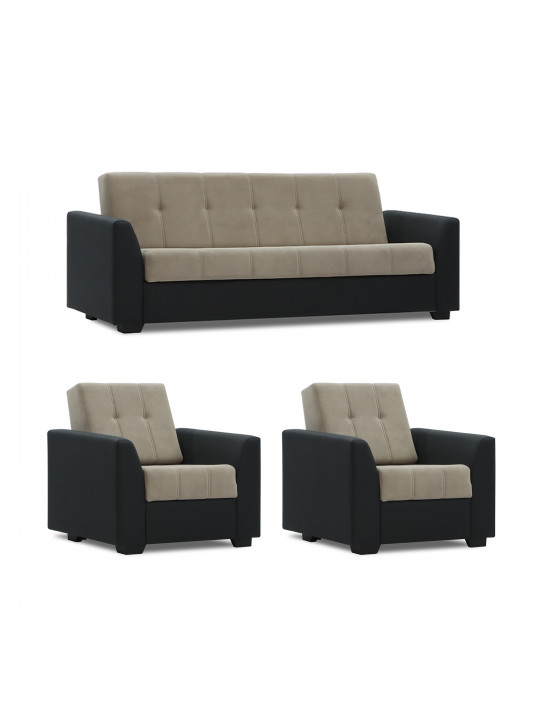 Sofa set HOBEL MODERN LUX 3+1+1 BLACK 4503/CAPPUCCINO LEONARDO 4 (4) 