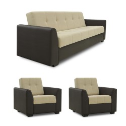 Гарнитур HOBEL MODERN LUX 3+1+1 F/R BROWN 3673/ CREAM LEONARDO 3 (4) 