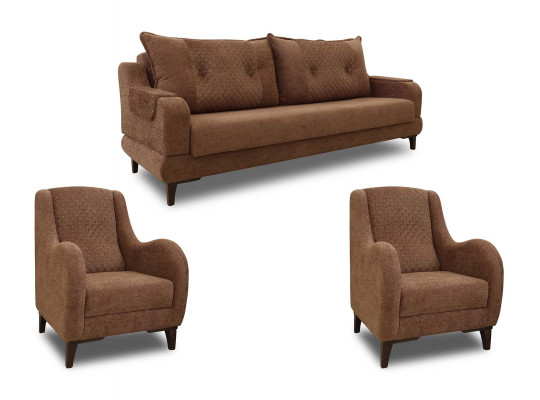 Sofa set HOBEL OLIVIA 3+1+1 BROWN BONCUK 27/ BROWN BONCUK 27 (4) 