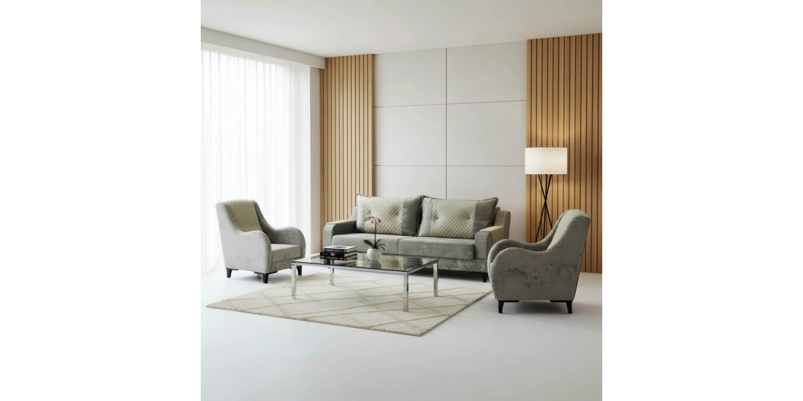 Гарнитур HOBEL OLIVIA 3+1+1 CAPPUCCINO MONACO 4/CREAM BUKLE 4 (4) 