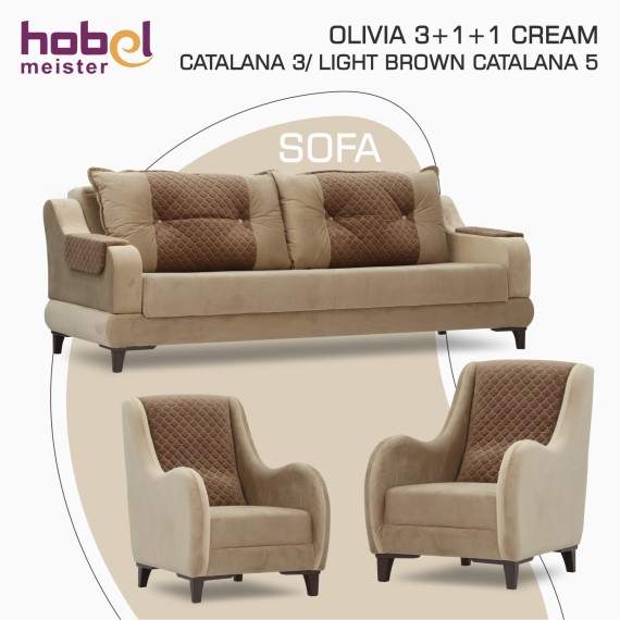 Հավաքածու HOBEL OLIVIA 3+1+1 CREAM CATALANA 3 / LIGHT BROWN CATALANA 5(4) 