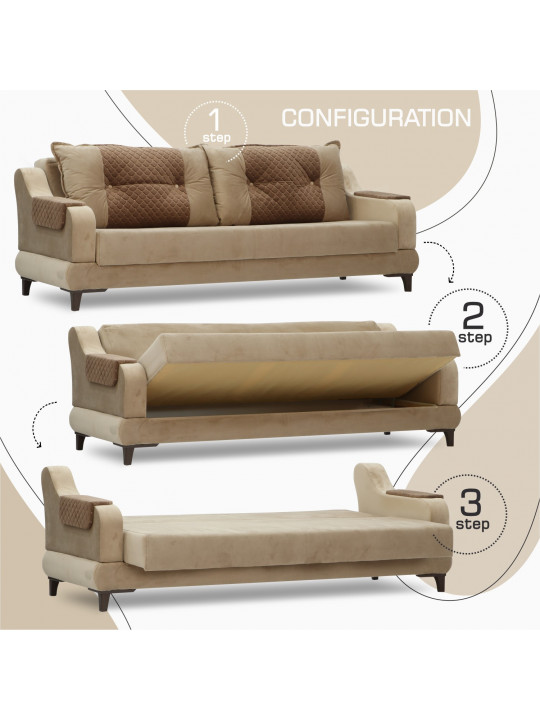 Sofa set HOBEL OLIVIA 3+1+1 CREAM CATALANA 3 / LIGHT BROWN CATALANA 5(4) 