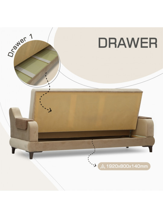 Sofa set HOBEL OLIVIA 3+1+1 CREAM CATALANA 3 / LIGHT BROWN CATALANA 5(4) 