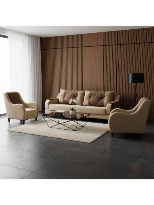 Հավաքածու HOBEL OLIVIA 3+1+1 CREAM CATALANA 3 / LIGHT BROWN CATALANA 5(4) 