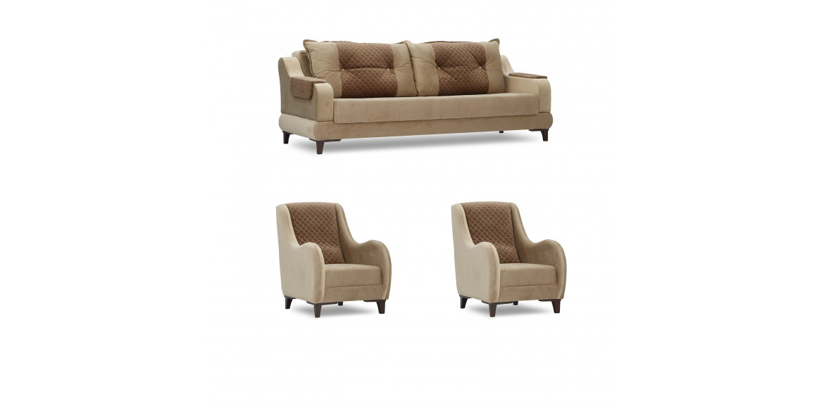 Sofa set HOBEL OLIVIA 3+1+1 CREAM CATALANA 3 / LIGHT BROWN CATALANA 5(4) 
