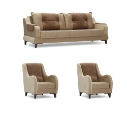 Гарнитур HOBEL OLIVIA 3+1+1 CREAM CATALANA 3 / LIGHT BROWN CATALANA 5(4) 