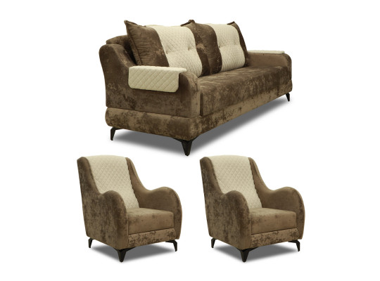 Sofa set HOBEL OLIVIA 3+1+1 DARK CAPPUCCINO MONACO 5/INFINITY 103 (4) 