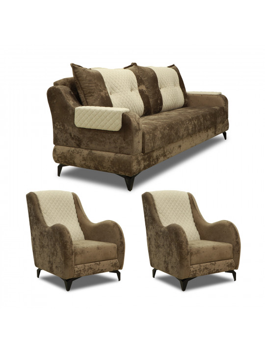 Sofa set HOBEL OLIVIA 3+1+1 DARK CAPPUCCINO MONACO 5/INFINITY 103 (4) 