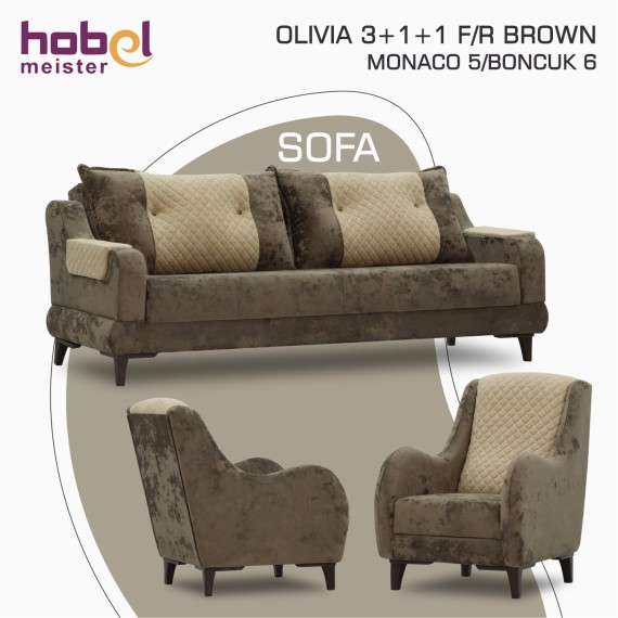 Հավաքածու HOBEL OLIVIA 3+1+1 F/R BROWN MONACO 5/BONCUK 6 (4) 
