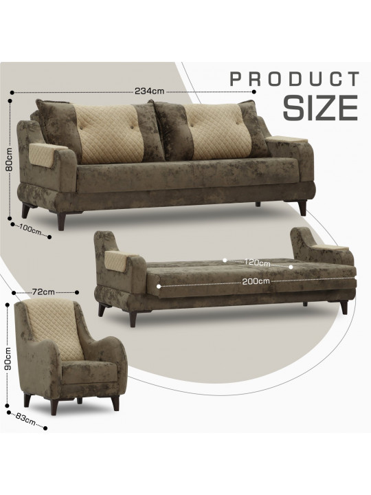 Հավաքածու HOBEL OLIVIA 3+1+1 F/R BROWN MONACO 5/BONCUK 6 (4) 