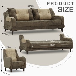 Гарнитур HOBEL OLIVIA 3+1+1 F/R BROWN MONACO 5/BONCUK 6 (4) 