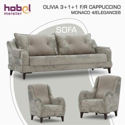 Гарнитур HOBEL OLIVIA 3+1+1 F/R CAPPUCCINO MONACO 4/ELEGANCE6 (4) 