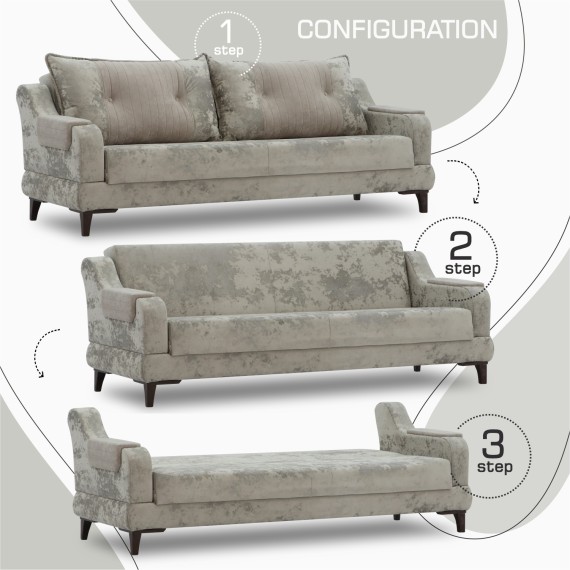 Гарнитур HOBEL OLIVIA 3+1+1 F/R CAPPUCCINO MONACO 4/ELEGANCE6 (4) 
