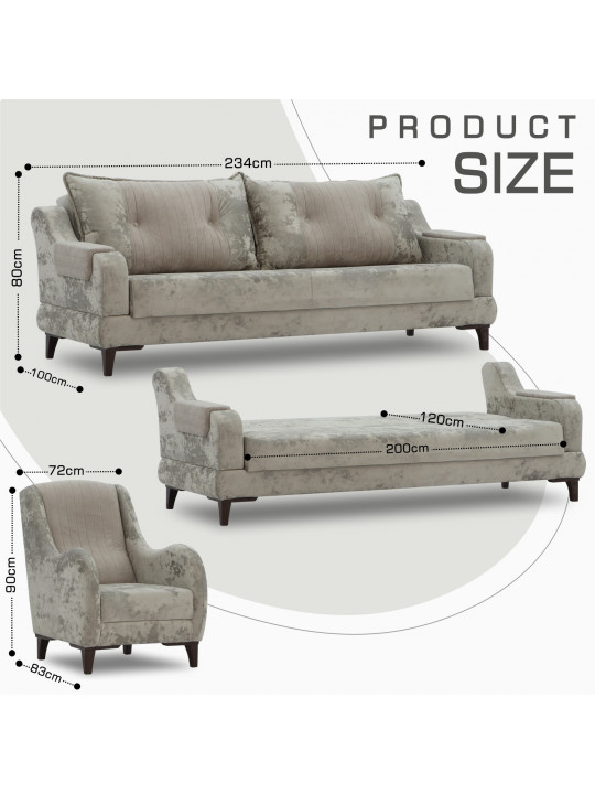 Հավաքածու HOBEL OLIVIA 3+1+1 F/R CAPPUCCINO MONACO 4/ELEGANCE6 (4) 