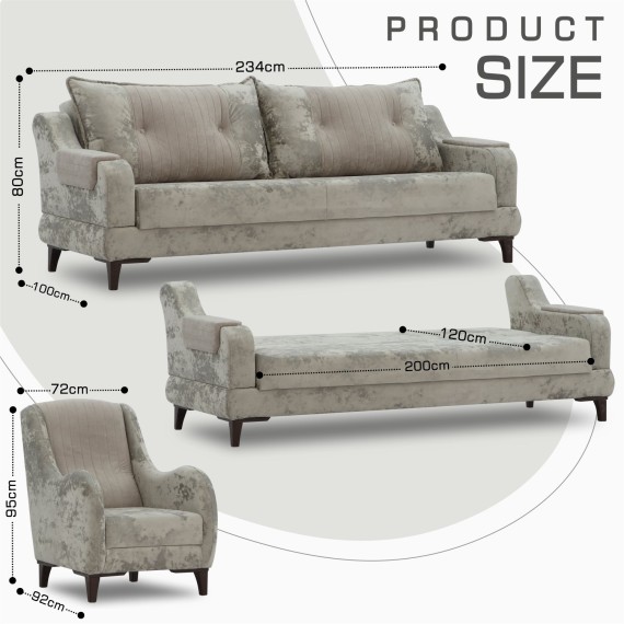 Гарнитур HOBEL OLIVIA 3+1+1 F/R CAPPUCCINO MONACO 4/ELEGANCE6 (4) 