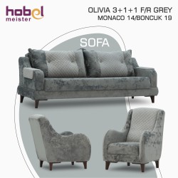 Гарнитур HOBEL OLIVIA 3+1+1 F/R GREY MONACO 14/BONCUK 19 (4) 