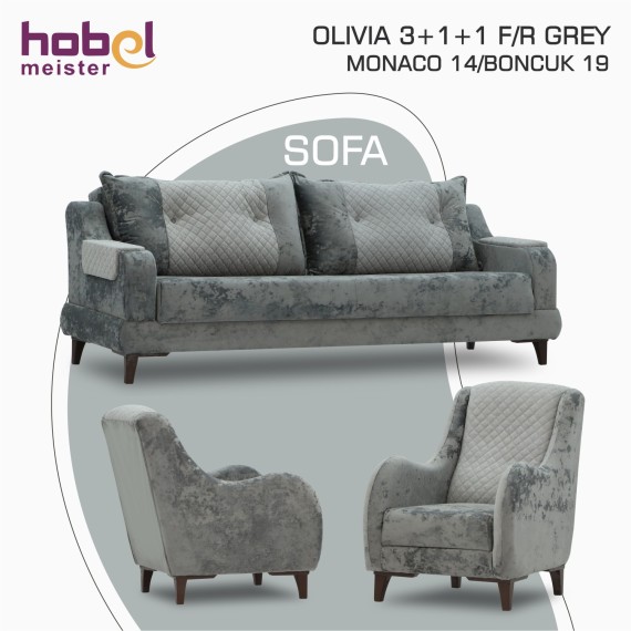 Հավաքածու HOBEL OLIVIA 3+1+1 F/R GREY MONACO 14/BONCUK 19 (4) 