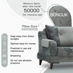 Гарнитур HOBEL OLIVIA 3+1+1 F/R GREY MONACO 14/BONCUK 19 (4) 