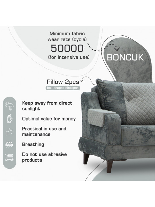 Հավաքածու HOBEL OLIVIA 3+1+1 F/R GREY MONACO 14/BONCUK 19 (4) 