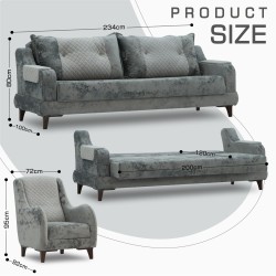 Гарнитур HOBEL OLIVIA 3+1+1 F/R GREY MONACO 14/BONCUK 19 (4) 