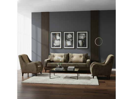 Sofa set HOBEL OLIVIA 3+1+1 F/R BROWN MONACO 5/BONCUK 6 (4) 