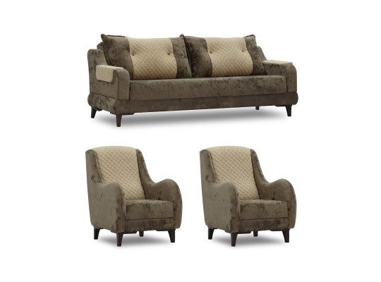 Гарнитур HOBEL OLIVIA 3+1+1 F/R BROWN MONACO 5/BONCUK 6 (4) 